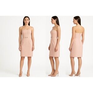ANTONIO MELANI Strapless Sheath Dress‎ Pink Textured Metallic Belted Size 10